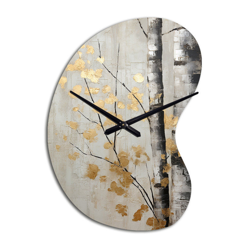 Horloge murale arbre unique monochromes gris et or, Petit