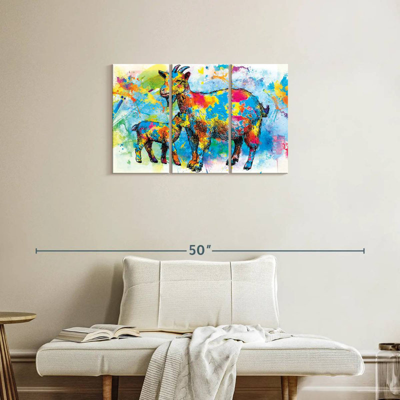 Goats Paint Splash, H 20 po x l 33 po