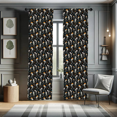 Skeleton Semi-Sheer Rod Pocket Curtain Panels