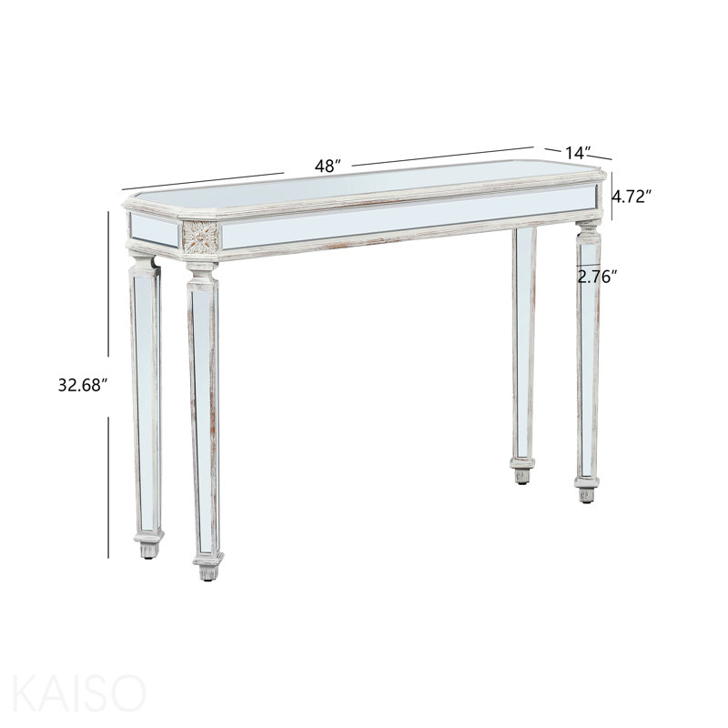 Console à miroir 48 po, grain de bois rétro pour entrée - standard