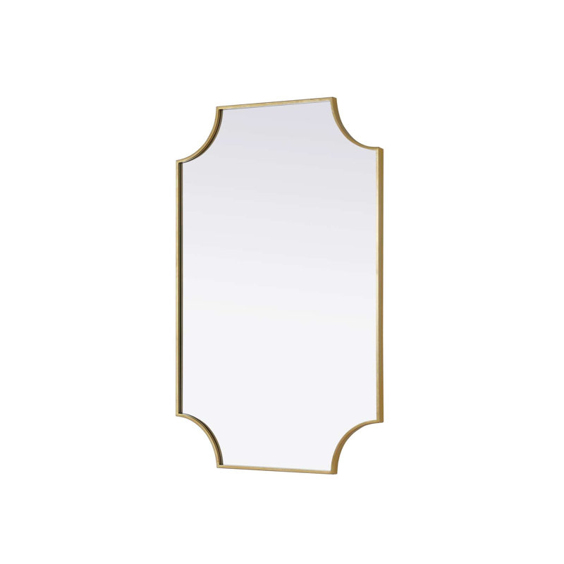 Notched Metal Mirror 27x42 inch in Brass, Brass, 42" x 27"