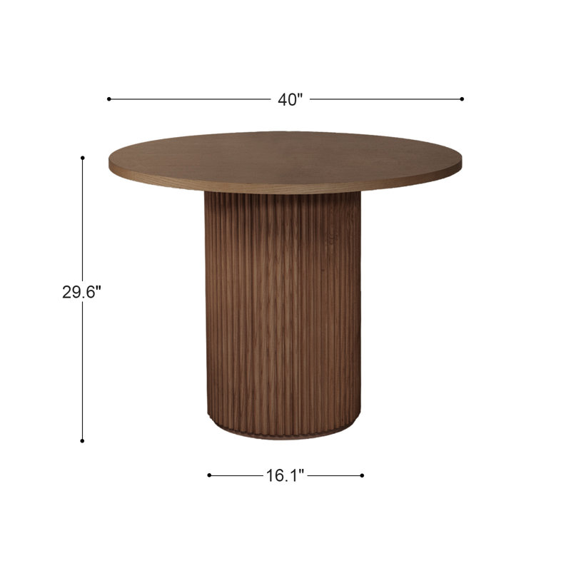 Astraea Round Wood Dining Table, 29.6"H x 40"L x 40"W, Walnut