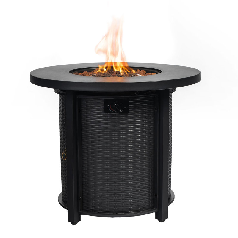 30" Black Outdoor Fire Pit Table 50000 BTU Steel Fire Pit for Patio Deck Garden 24"H x 30"W, 24" H x 30" W x 30" D, Black
