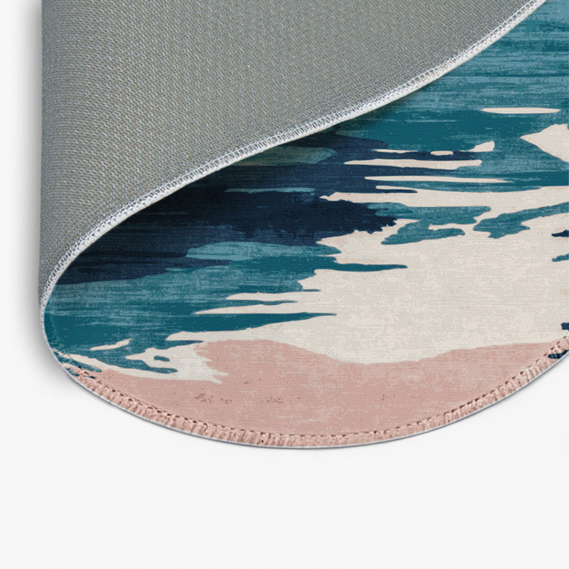 Watercolor Gray Indoor and Outdoor Area Rug, Round 5'