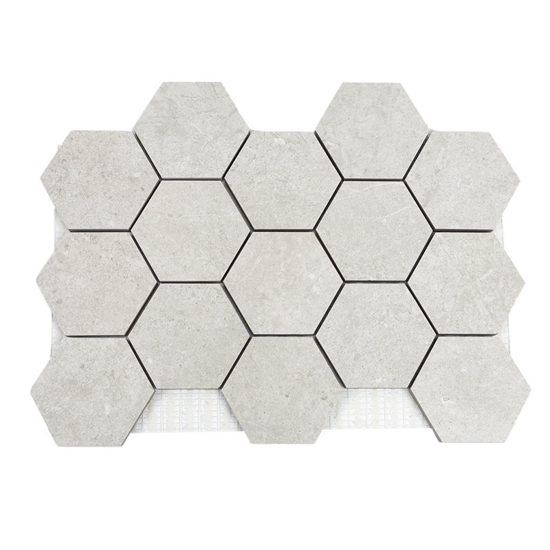 Carreau de mosaïque en porcelaine mate pour plancher et mur 3 po x 3 po Alpe Stone, Perla