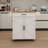 Kitchen island rolling trolley cart with Adjustable Shelves & towel rack & seasoning rack rubber wood table top-White