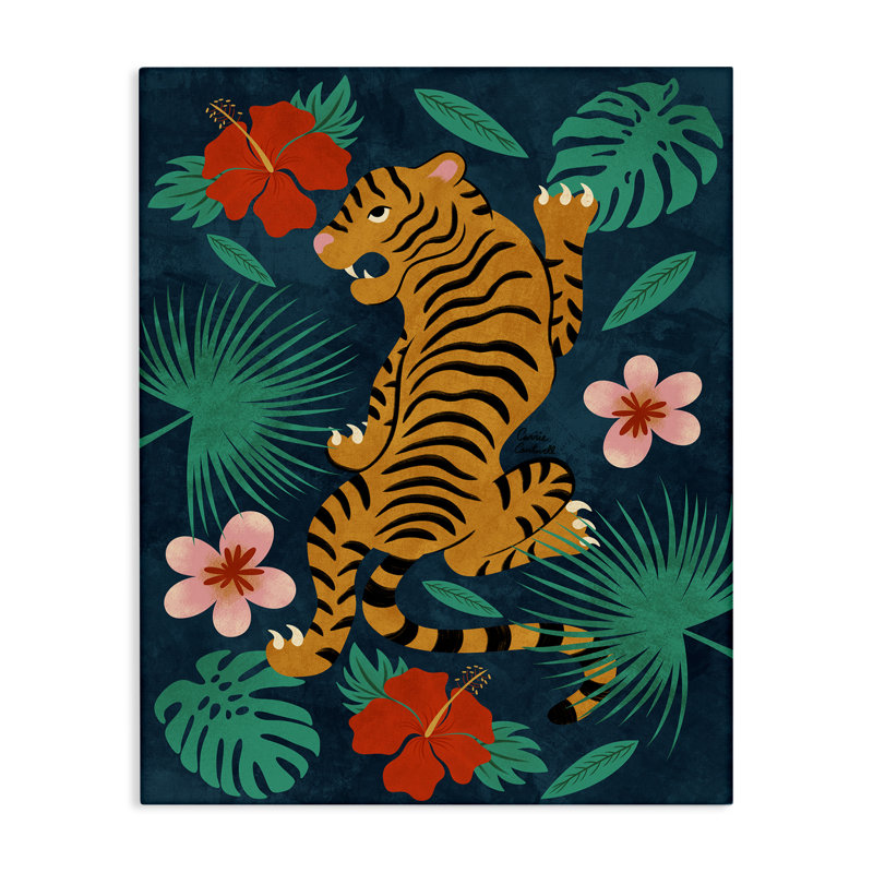 Art mural sur toile Climbing Tiger Tropics par Carrie Cantwell bp-970_CN, H 20 po x l 16 po