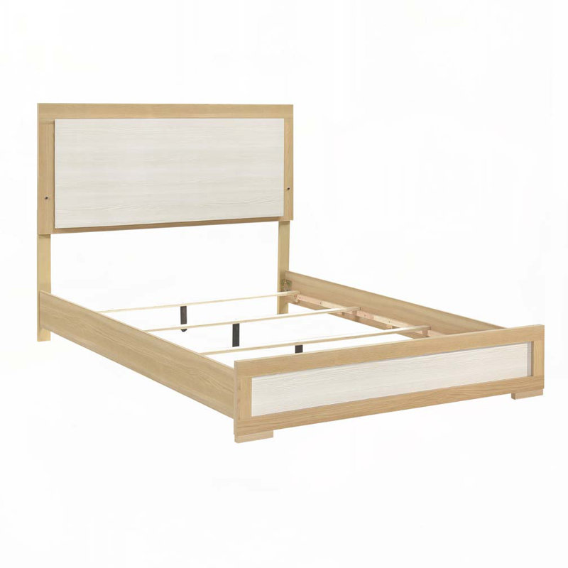 Contemporary Bed with Headboard,Light, Queen
