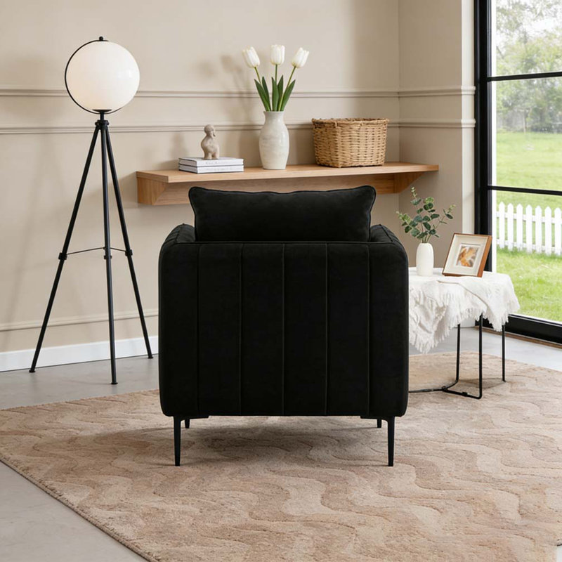 Fauteuil d'appoint simple en velours Accent Chair, Noir