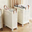 Grand panier à linge pliable avec roulettes et poignée, panier à linge pliant et roulant, panier de rangement portable polyvalent pour la lessive / salle de bain beige-125532000-125532001