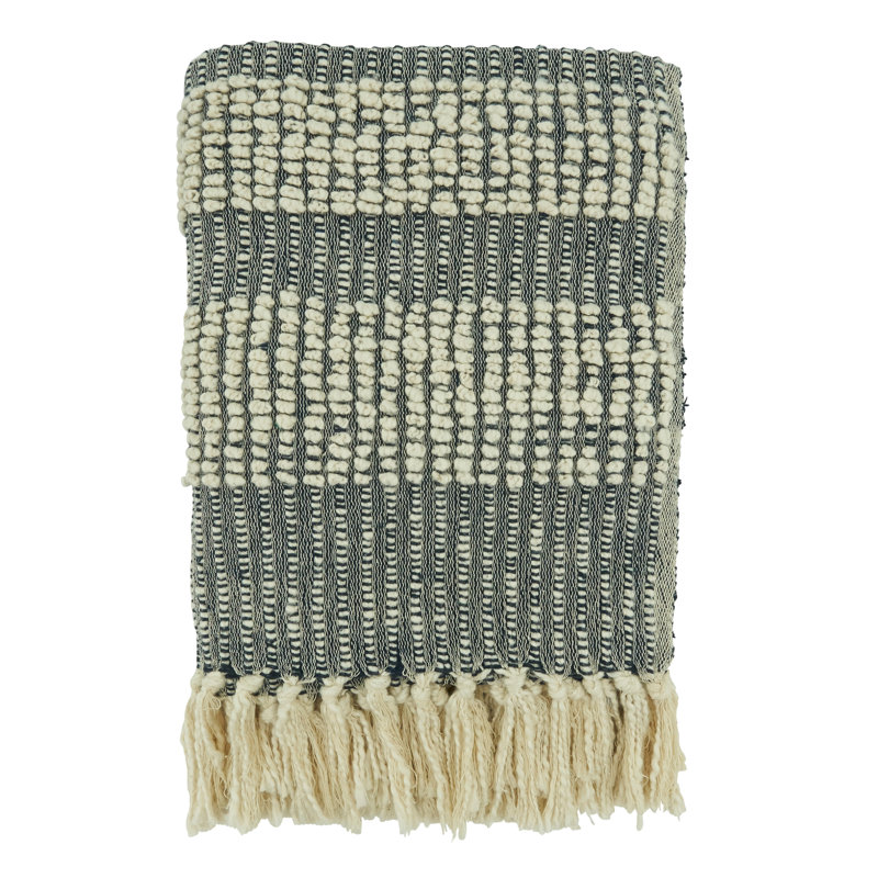 Iddo Anden Sevan 100% Cotton Throw, Navy Blue