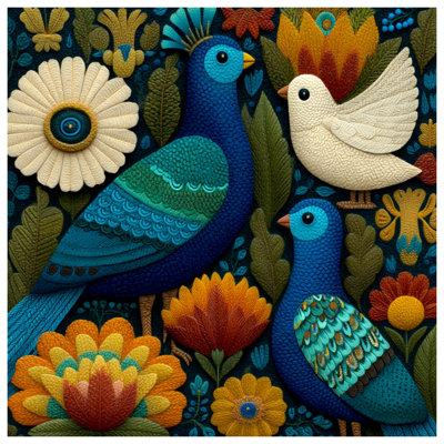 Colorful Birds And Flowers Blankets