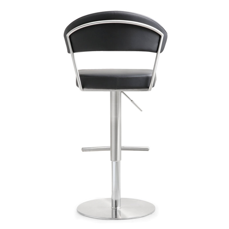 Upholstered Counter Stool with Metal Frame, Black/Silver