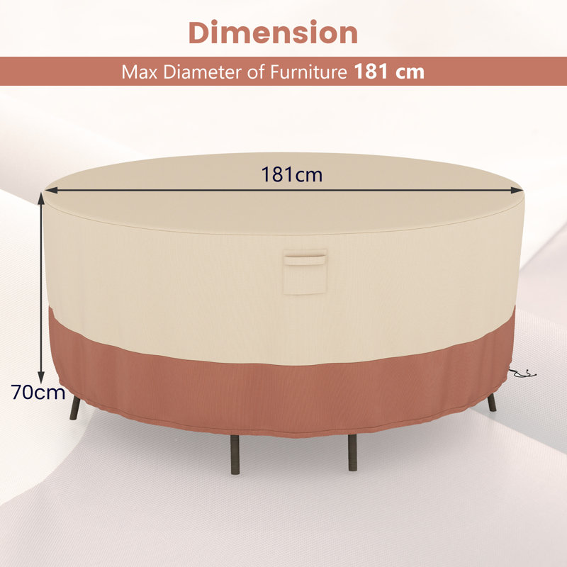 Outdoor Patio Dining Set Cover, 70cm H x 181cm W x 181cm D