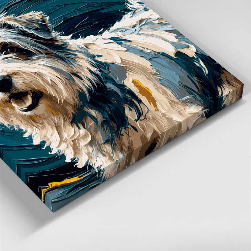 Chiens, chien de berger des plaines polonais sur toile verte, H 20 po x l 30 po