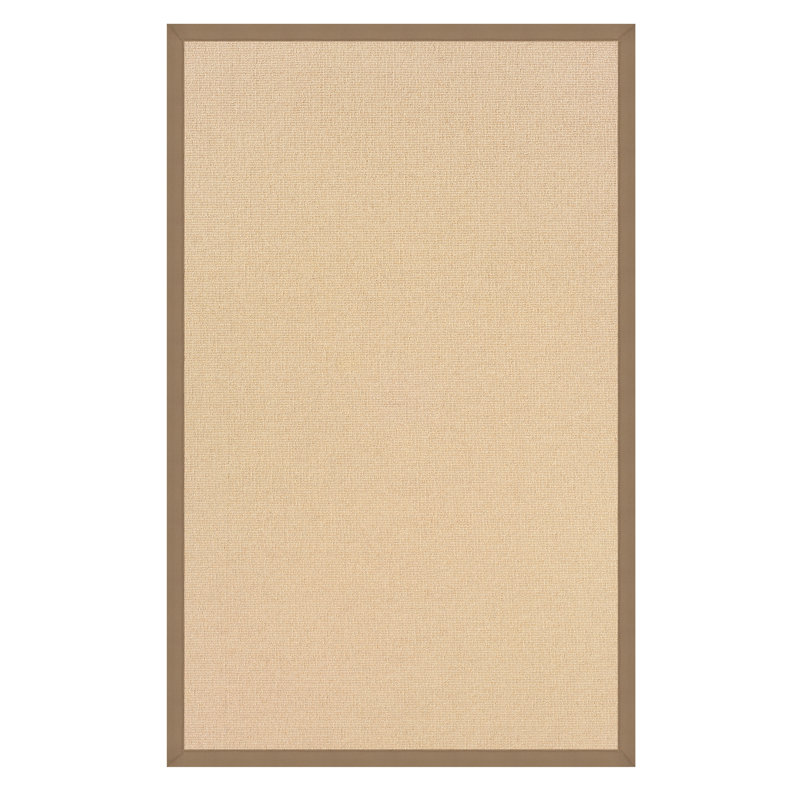 Aahna Handmade Light Beige Berber with Beige Cotton Border Made in the USA Area Rug, 1'10" x 2'10"