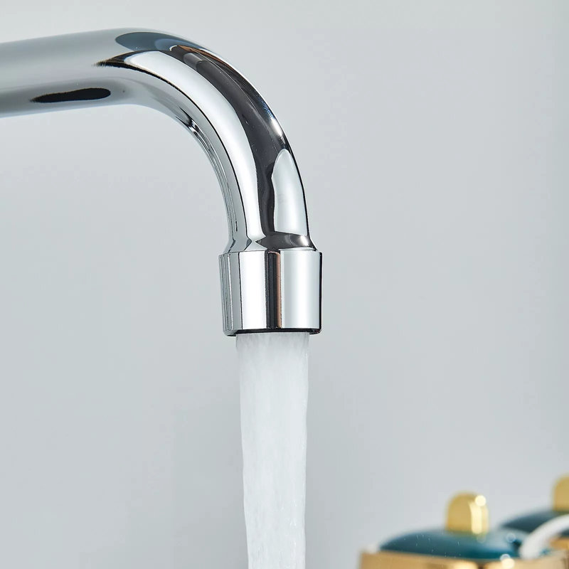 Double-Handle 2-Hole Wall-Mount Bridge Kitchen Faucet
