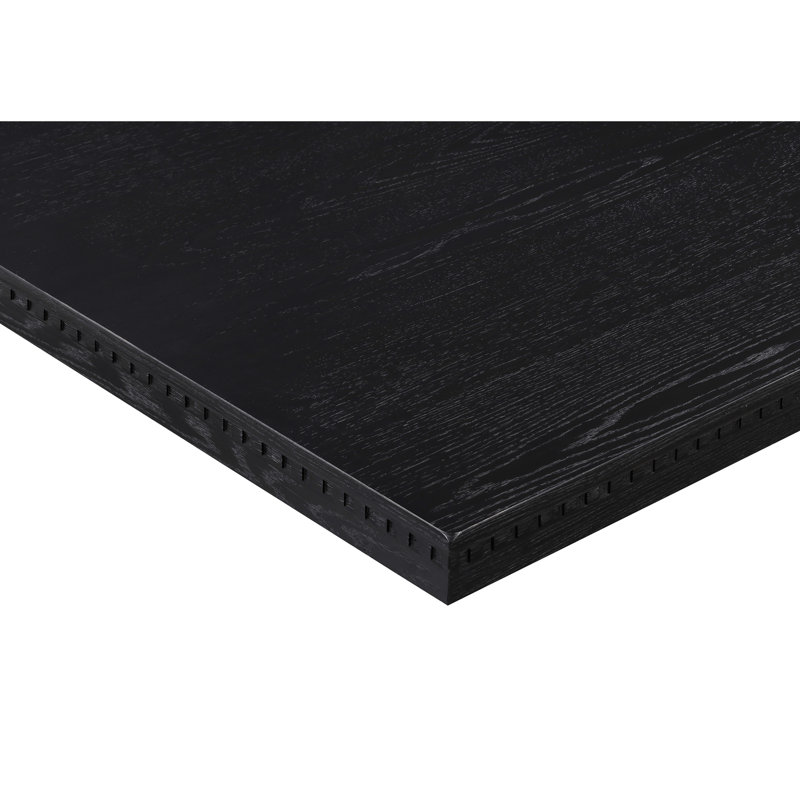 Table de salle à manger rectangulaire en bois massif, style tréteaux rustiques, finition foncée, sièges pour 6