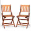 Chaise de patio pliante en bois d'acacia (ensemble de 2)