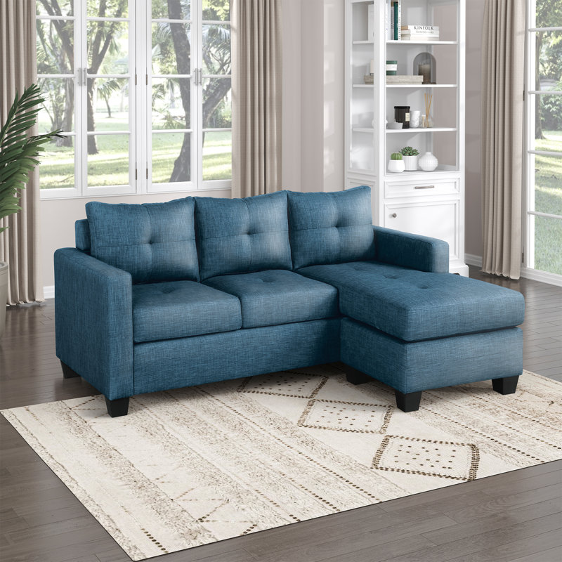 Canapé modulaire réversible de 78 po Modern & Contemporary, Bleu 100% polyester
