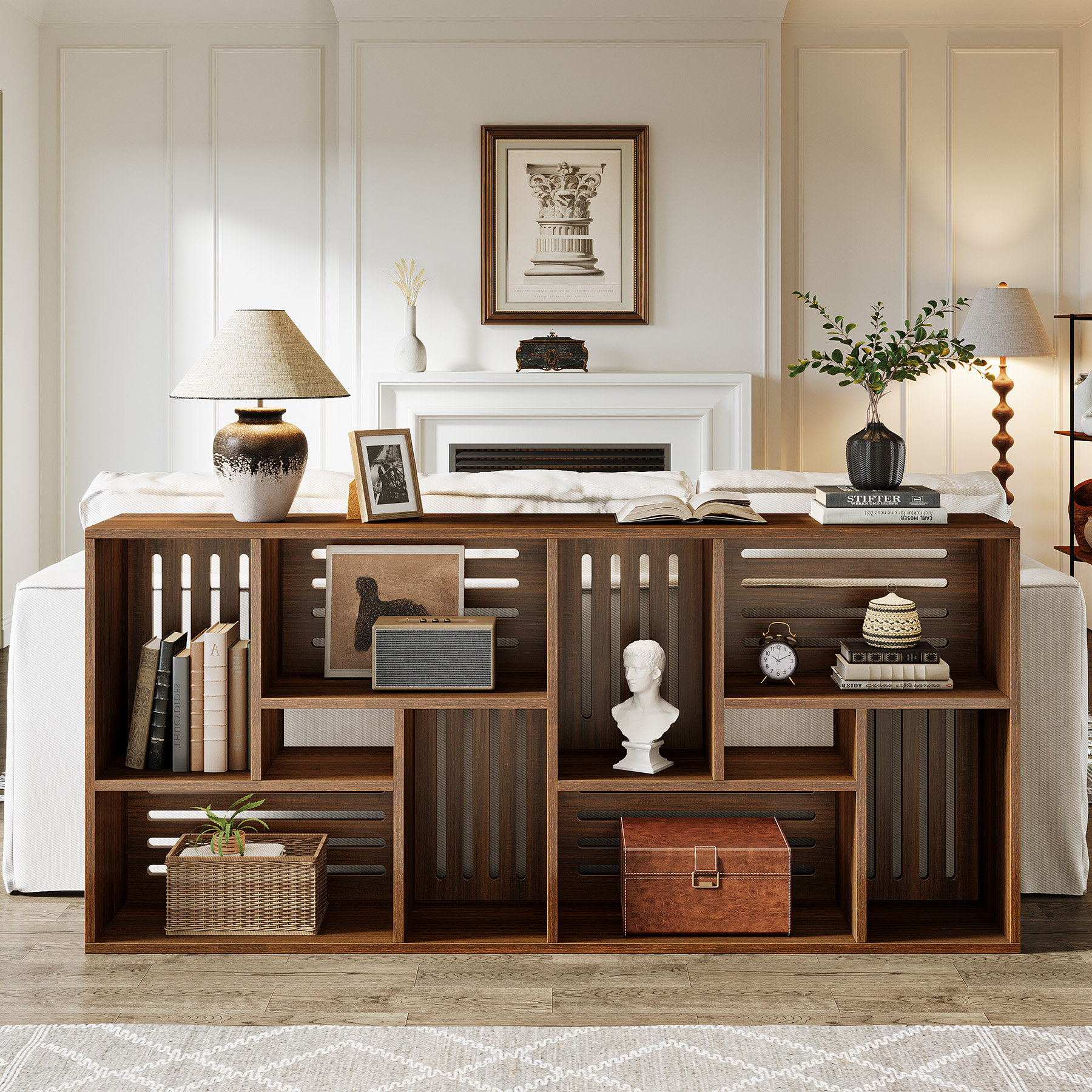 70.9" Long Sofa Table With Storage Shelves, Extra Long Console Table For Living Room