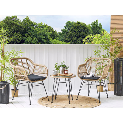 Manderella 2 - Person Patio Dining Set Round Table with Cushions Included