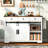 53.7" Farmhouse Kitchen Island With Power Outlet, 2 Sliding Barn Door Kitchen Storage Island With Drop Leaf, Spice Rack Rolling Kitchen Cart On Wheels, For Home, Kitchen And Dining Room-596995808