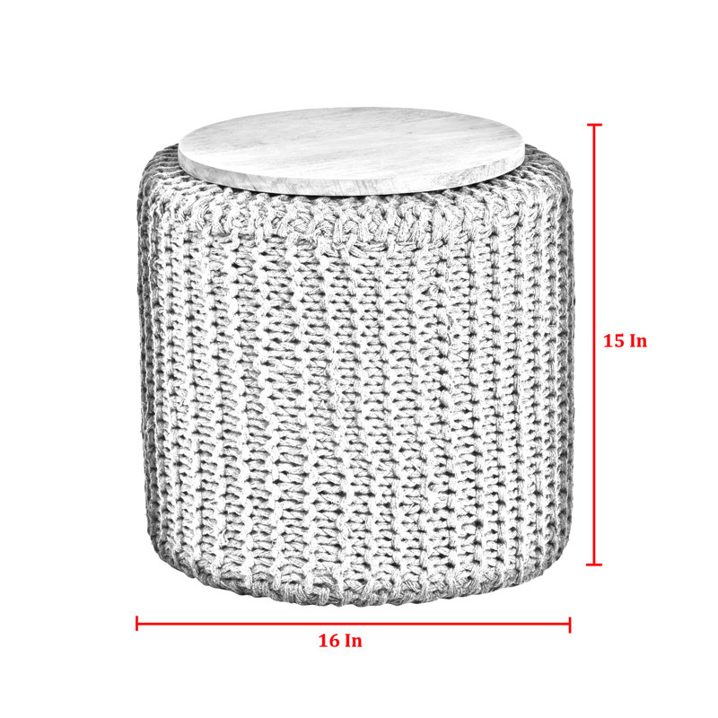 Repose-pieds rembourré en coton Tweedy, 100 % coton ivoire