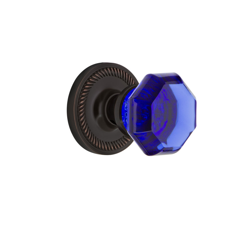 Rosette en corde avec bouton de porte Waldorf Cobalt, Bronze intemporel, 2 3/8 po