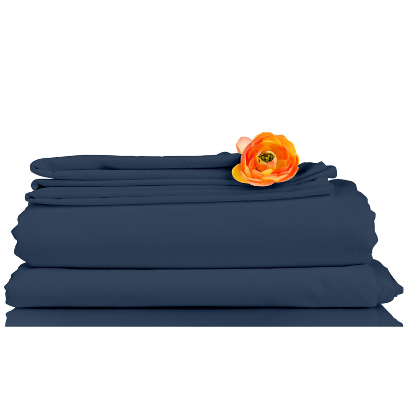 Bed Sheets Microfiber Sheet Set, King, Navy