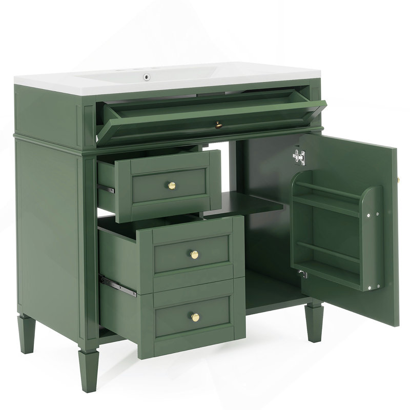 Meuble-lavabo moderne 36 po avec lavabo supérieur, Vert