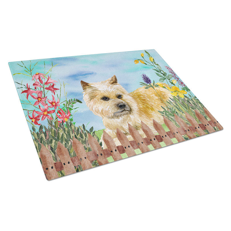 Planche à découper à ressorts en verre trempé caroline, Cairn terrier