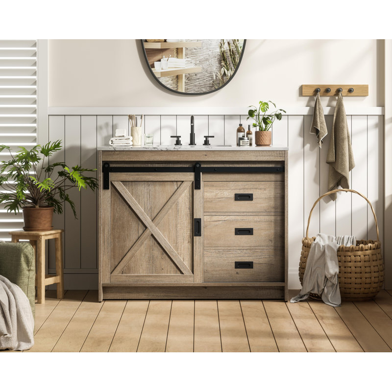 Boden 42 inch Single Bathroom Vanity, Natural Oak