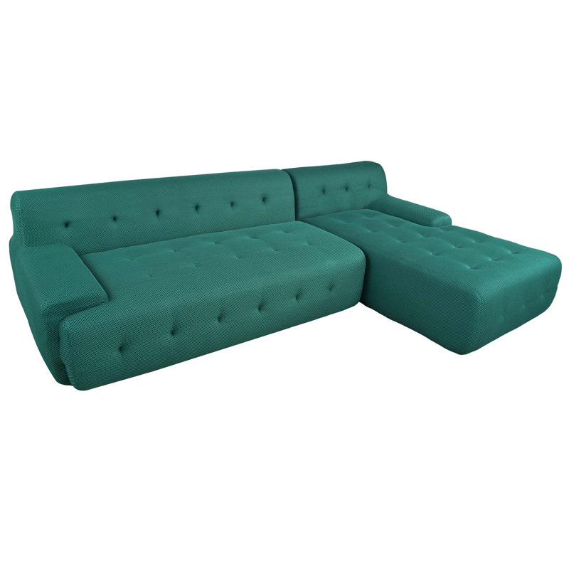 Minimalist L-Shaped Modular Sofa with Versatile Combos for Various Spaces, Green Polyester