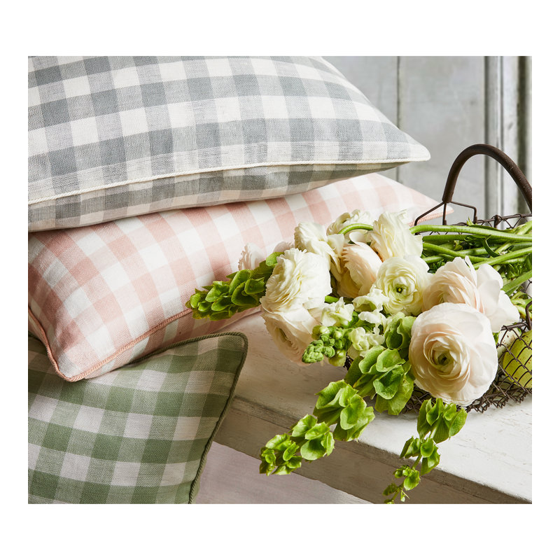 Swedish Linen Check Fabric, Flax