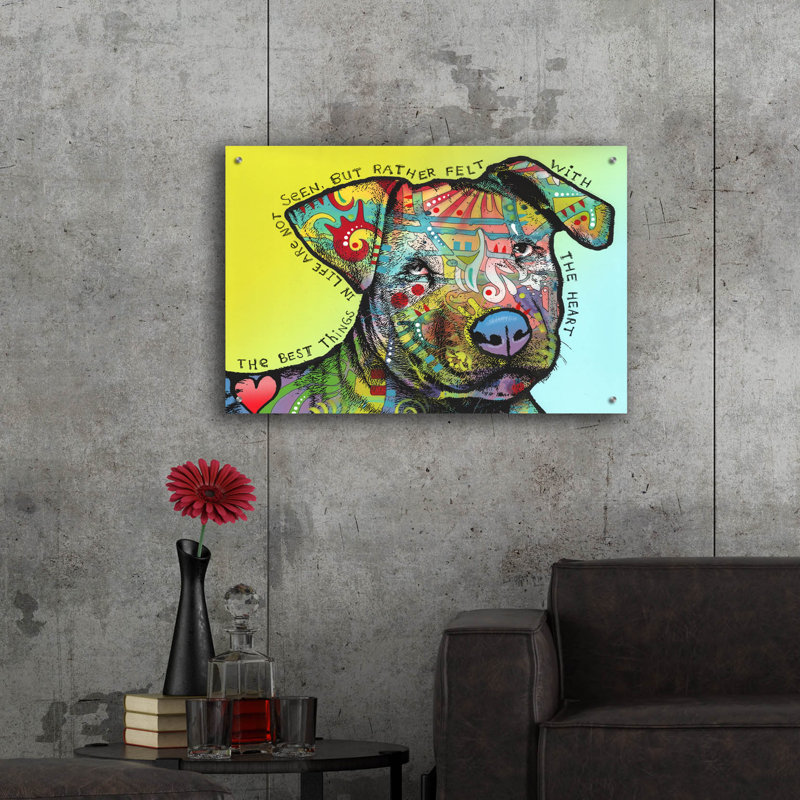 Art mural en verre acrylique, "Sully avec mots" par Dean Russo Studios, H 24 po x l 36 po x P 0,2 po