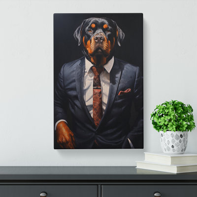 Rottweiler in a Suit Painting No.2 - Wrapped Canvas