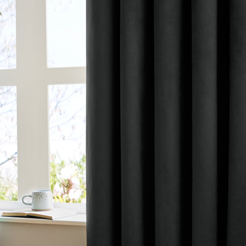 The Ultimate Velvet Blackout Curtain Panel Pair, 117cm Width x 137cm Drop, Black