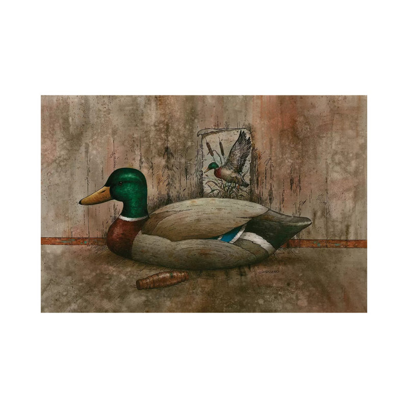 «Mallard in Dimension» par Giordano Studios - peinture sur toile tendue, H 12 po x l 18 po x 1,5 po