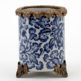 Porcelain Round Vase Blue and White Floral