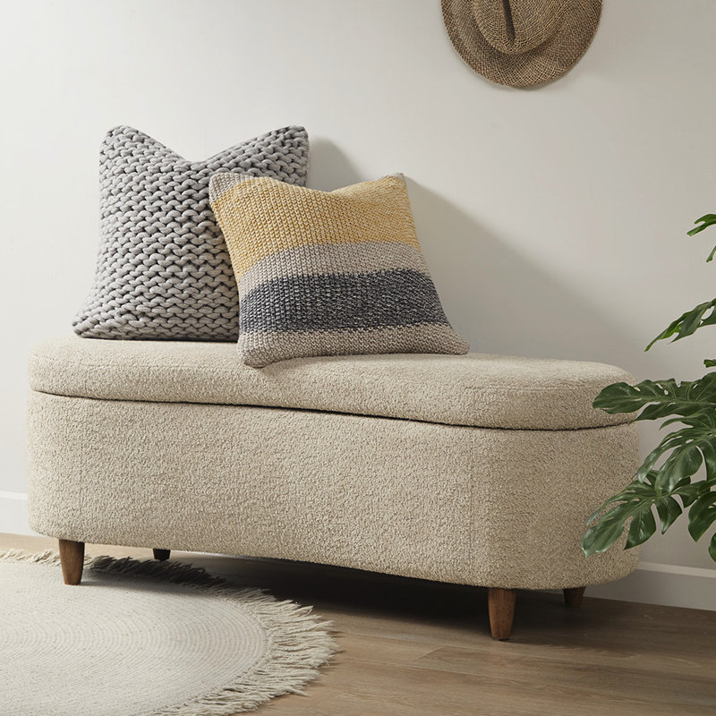 Banc de rangement à couvercle rabattable Taupe pour l'organisation de la maison avec coussin en mousse confortable