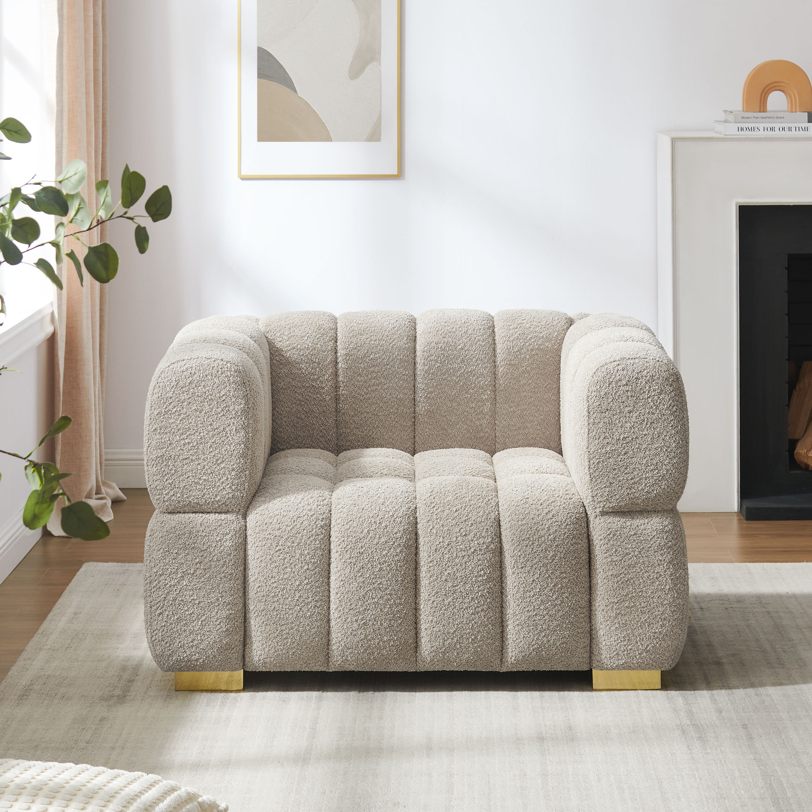Mercer41 47.6In Oversized Boucle Upholstered Tufted Accent Chair | Wayfair