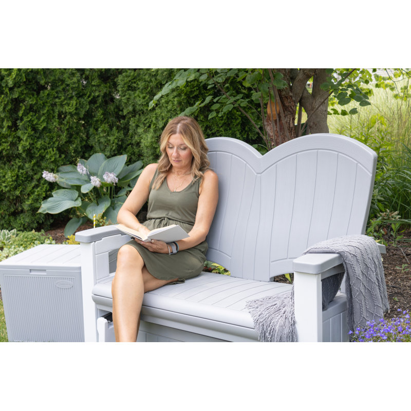 White and Peppercorn Plastic Adirondack Glider Chair