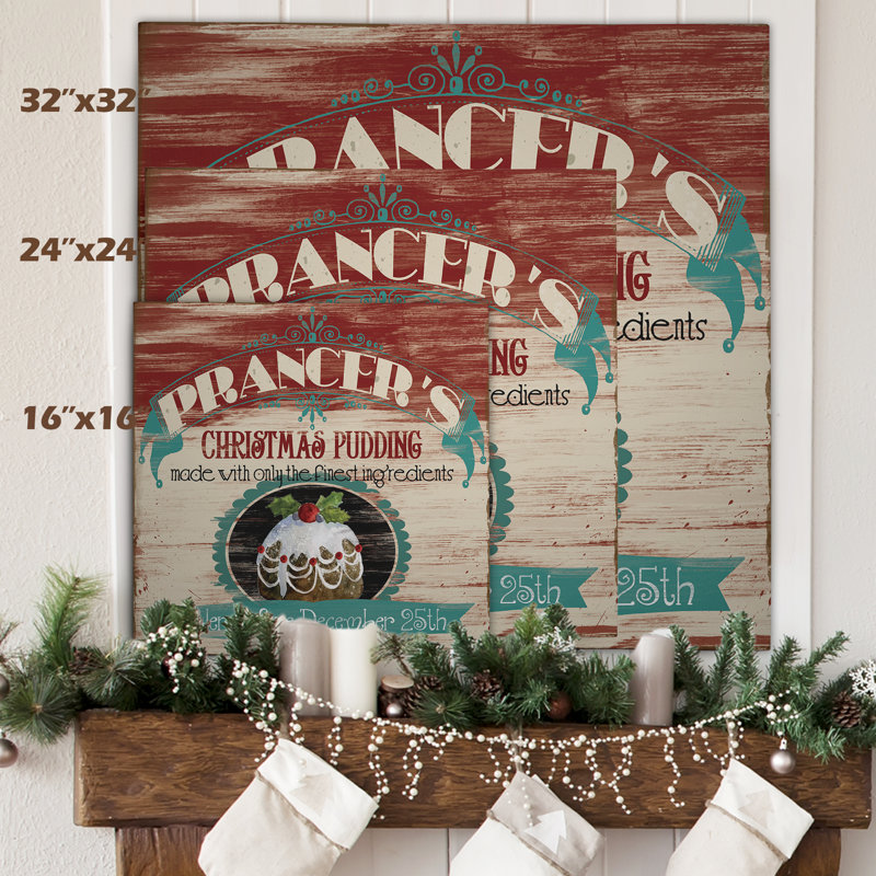 Pouding de Noël - impression d'art graphique, H 16 po x l 16 po x P 2 po, Toile tendue