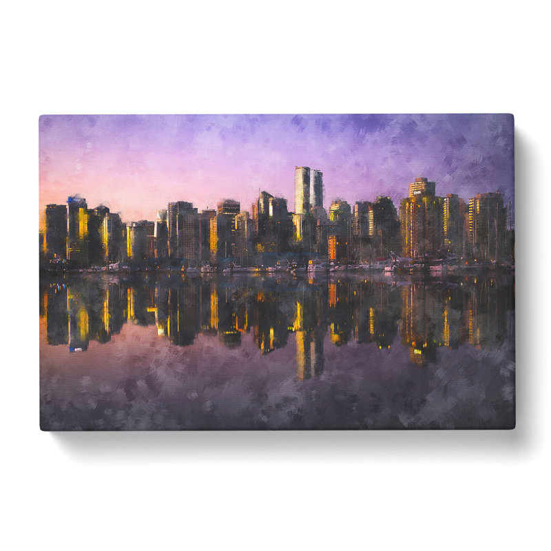 Sketch Of The Vancouver Skyline Painting - Wrapped Canvas Print, 40cm H x 60cm W x 3cm D