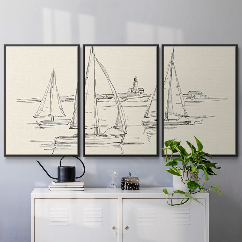 Coastal Contour S Croquis II, 3 pièces, H 36 po x l 75 po, Cadre noir