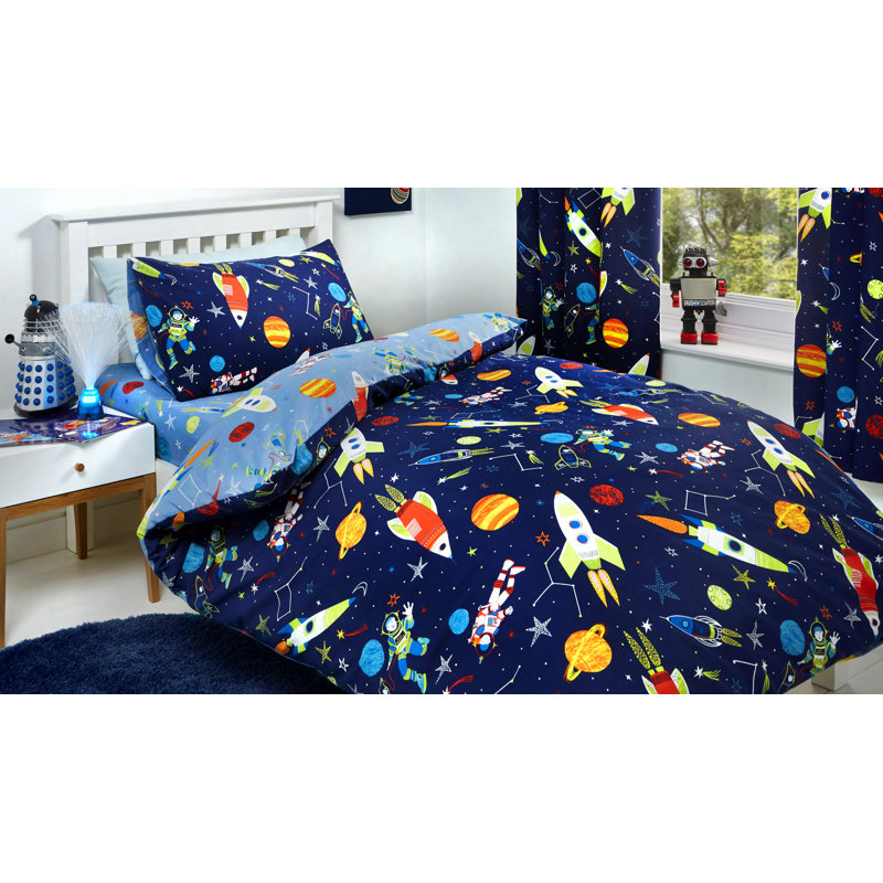 Supersonic Astronauts and Rockets Duvet Cover Set, Double Duvet Cover + 2 Standard Pillowcases