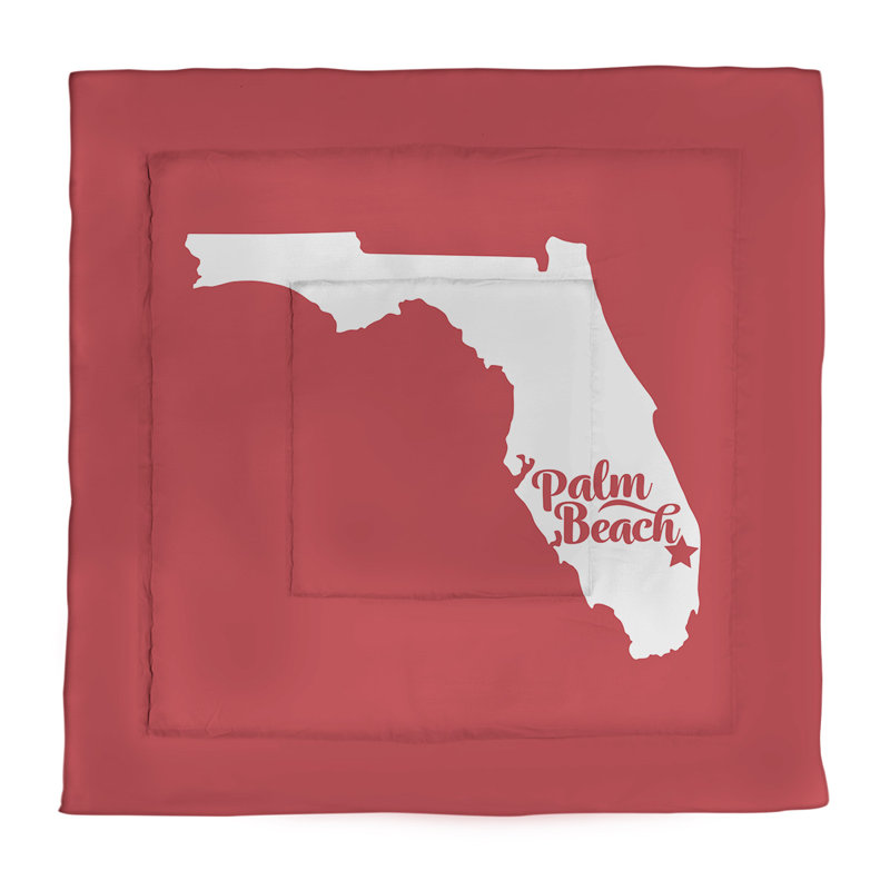 Palm Beach Modern & Contemporary Polyester Percale Comforter, Red