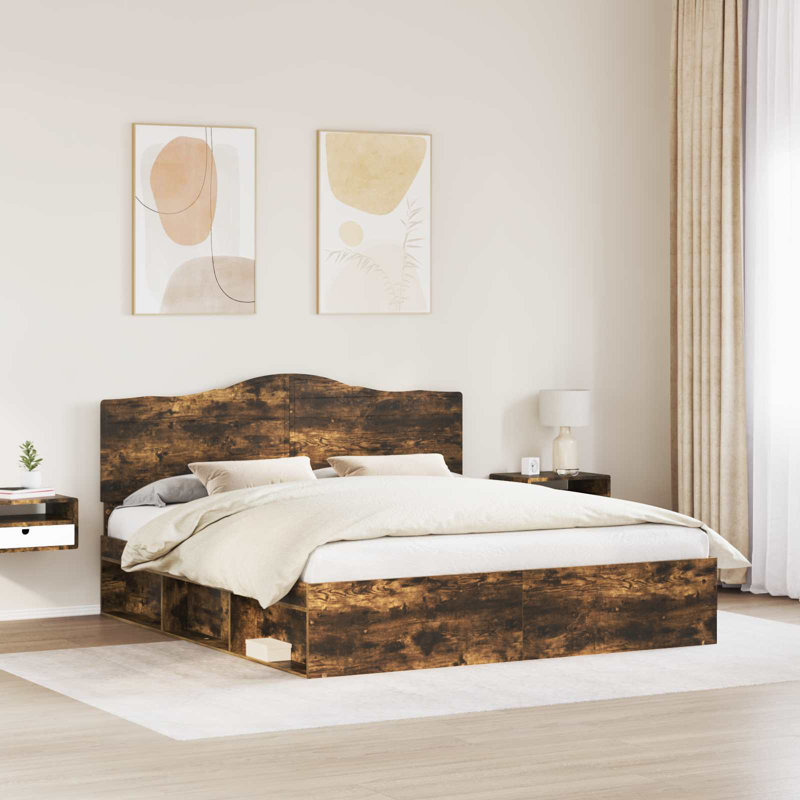 Solid Wood Bed, Smoked Oak, Super King (6')