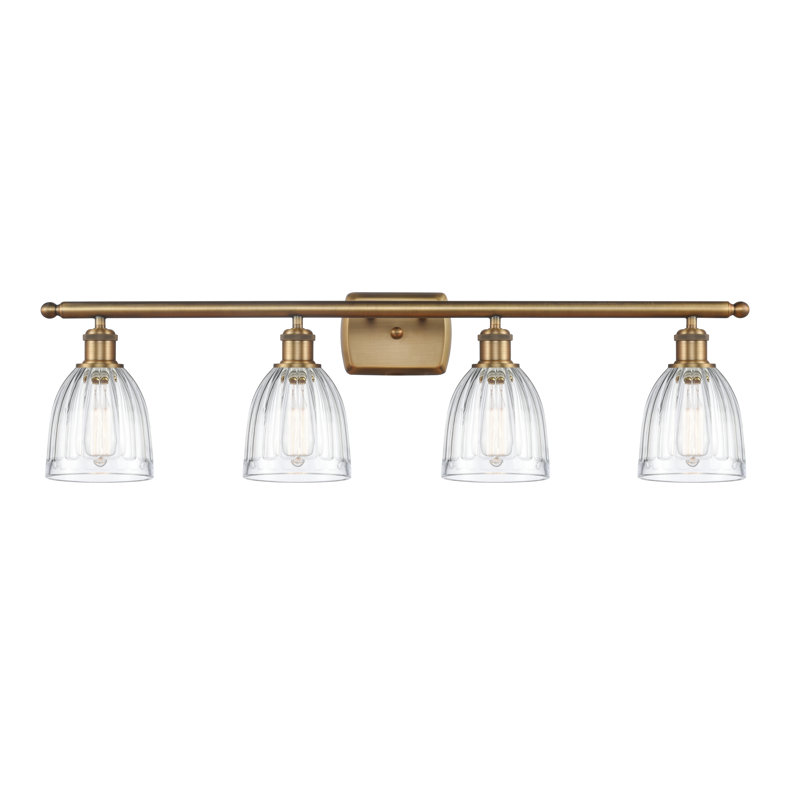 Éclairage pour salle de bain 3 lumières Dunder, Transparent, Laiton brossé, Ampoule non incluse